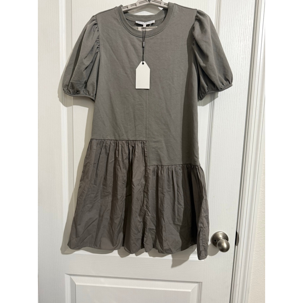 Women's ENGLISH FACTORY Gray Puff Sleeve Mini Dress S